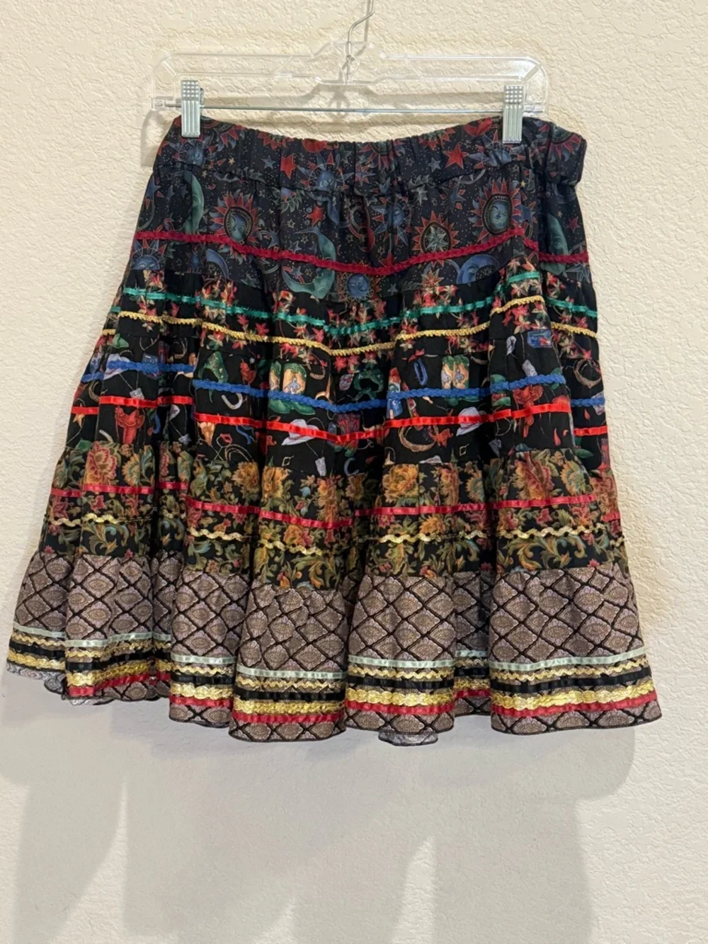 Celestial Western Maximalist Tiered Skirt Vintage London Bridge Mondiki L/XL